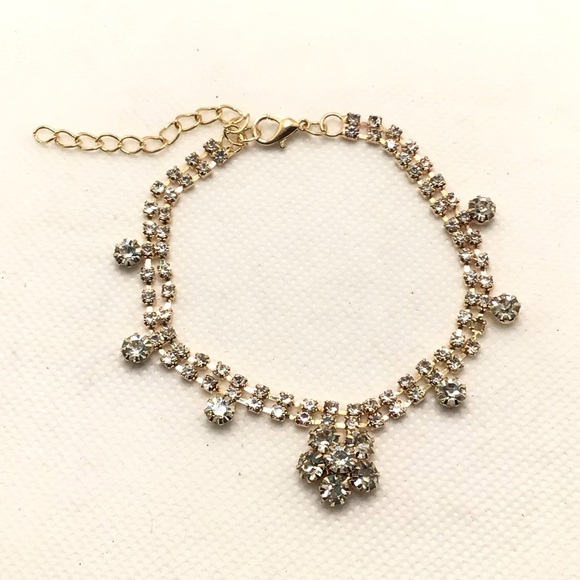 Chloe Accessory Glam Crystal Sparkle Rhinestone Dangle Ankle Bracelet Anklet - Picture 1 of 4